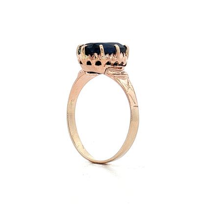 6.34 Vintage Oval Blue Sapphire Engagement Ring 14k