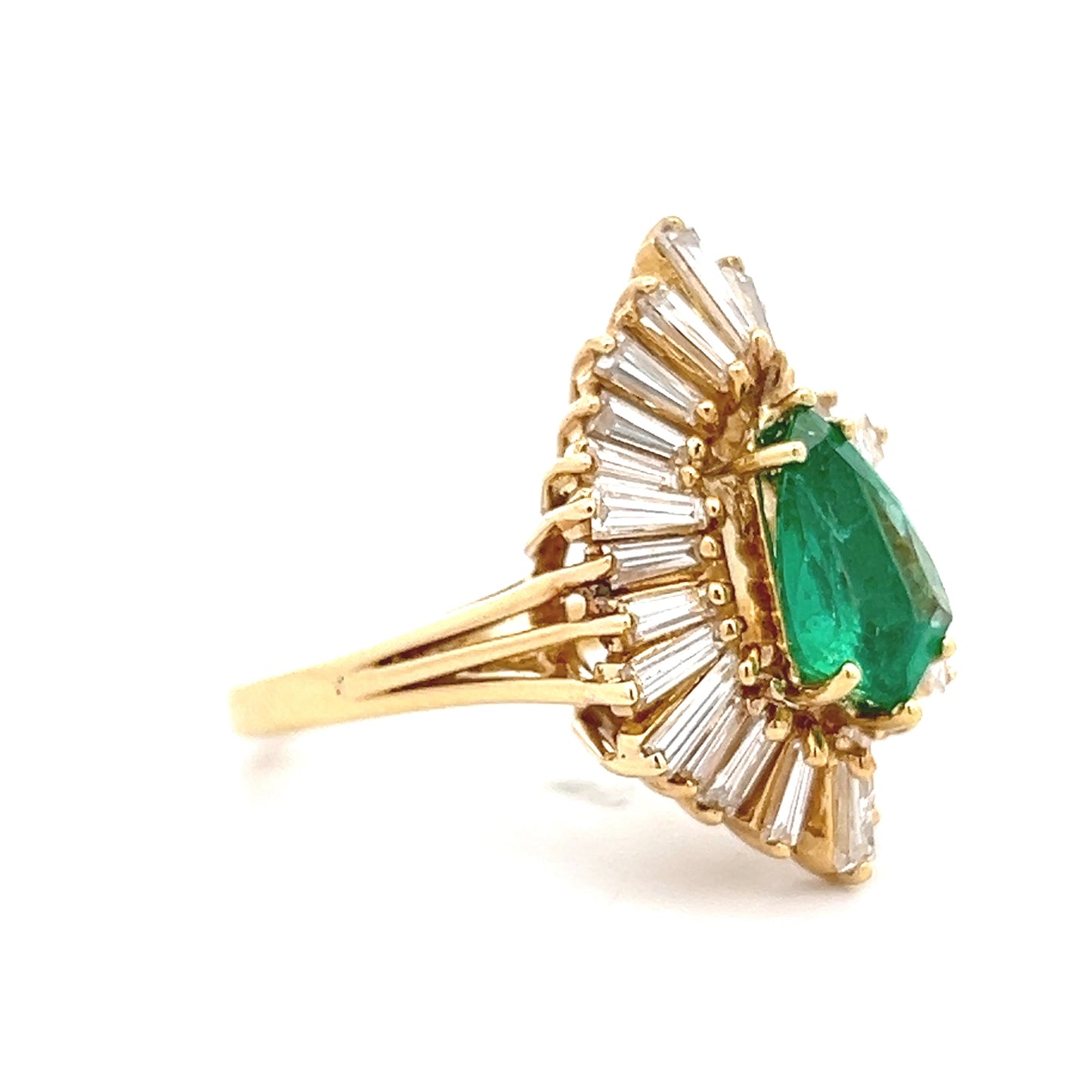 1.38 Emerald & Diamond Cocktail Ring in 18k Yellow Gold