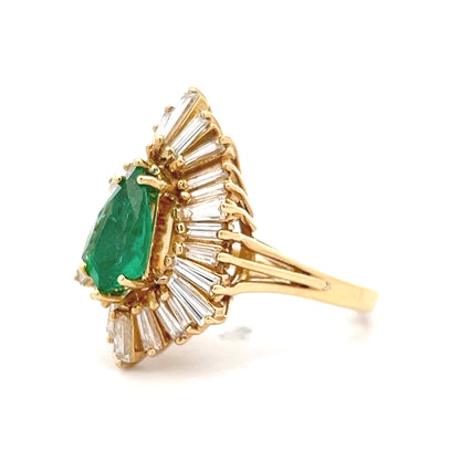 1.38 Emerald & Diamond Cocktail Ring in 18k Yellow Gold