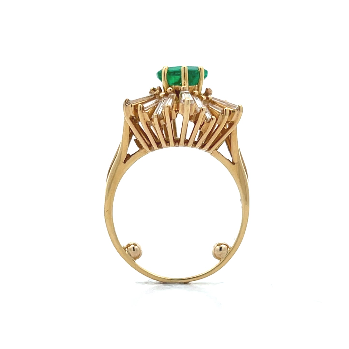 1.38 Emerald & Diamond Cocktail Ring in 18k Yellow Gold