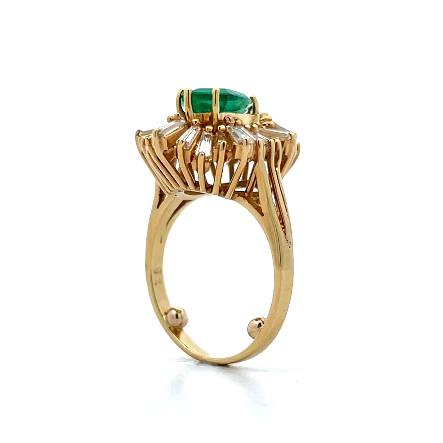 1.38 Emerald & Diamond Cocktail Ring in 18k Yellow Gold