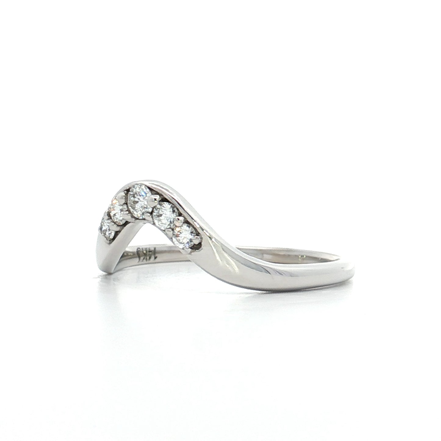 .18 Diamond Contour Wedding Band in 14k White Gold