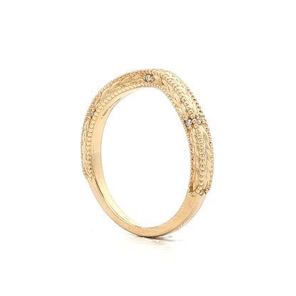 .03 Diamond & Chevron Contour Wedding Band 14k