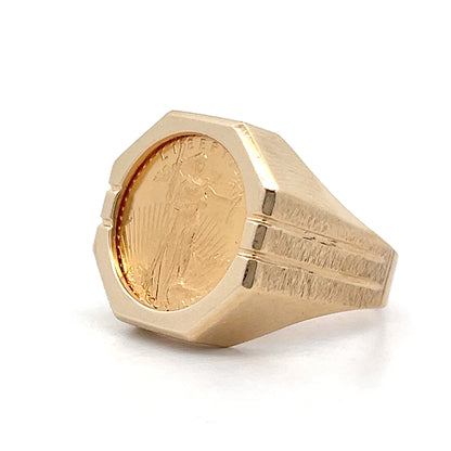 Liberty Coin Cocktail Ring in 22k & 14k Yellow Gold