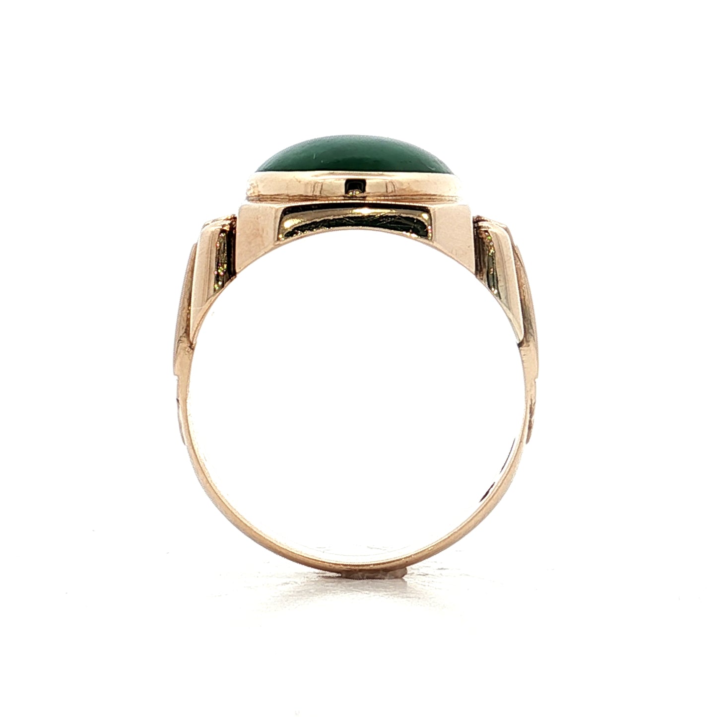 9.98 Vintage Oval Jadeite Cocktail Ring in 14k Yellow Gold