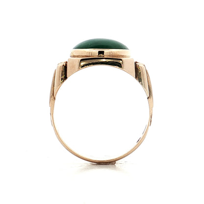 9.98 Vintage Oval Jadeite Cocktail Ring in 14k Yellow Gold