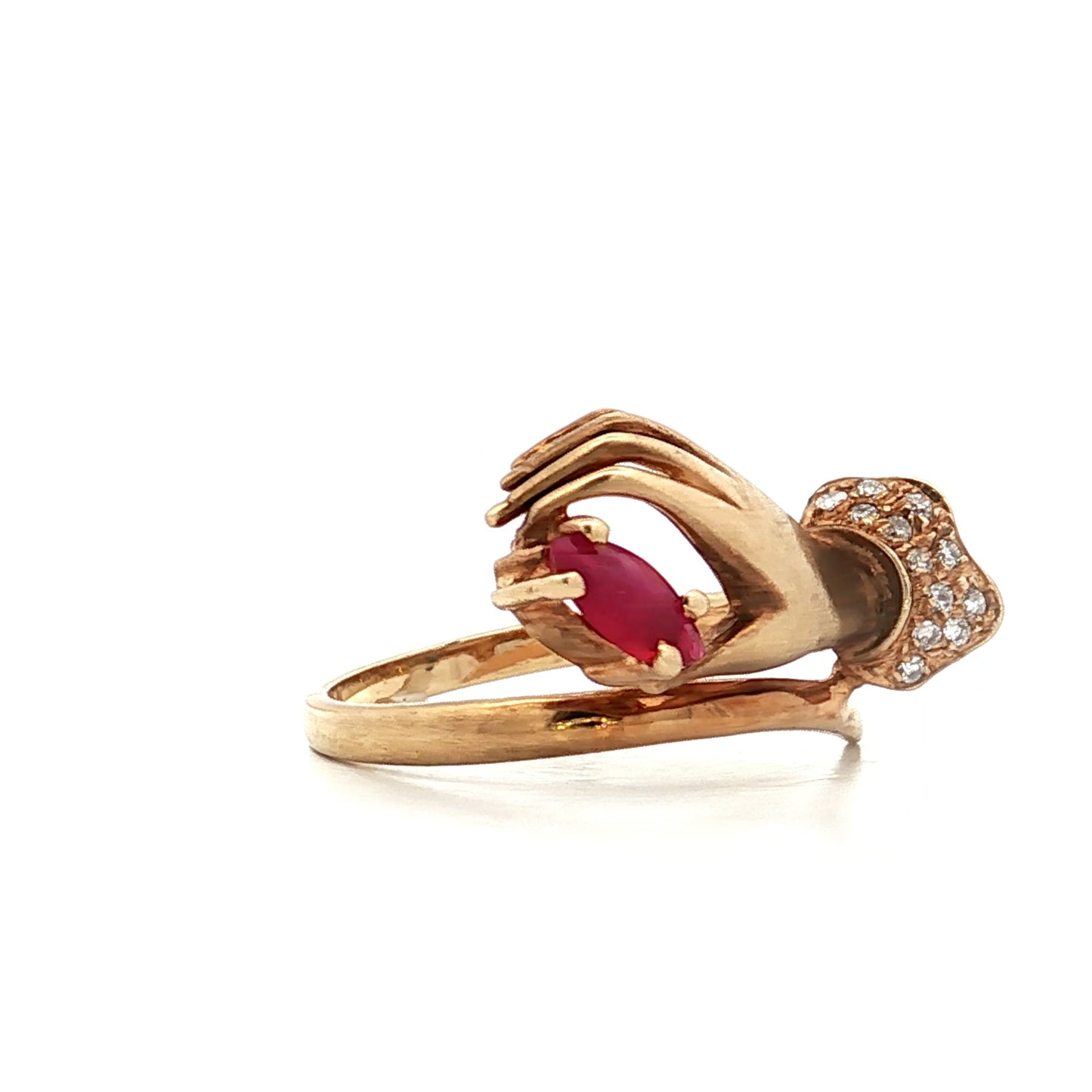 .31 Vintage Retro Ruby & Diamond Ring in 14k Yellow Gold