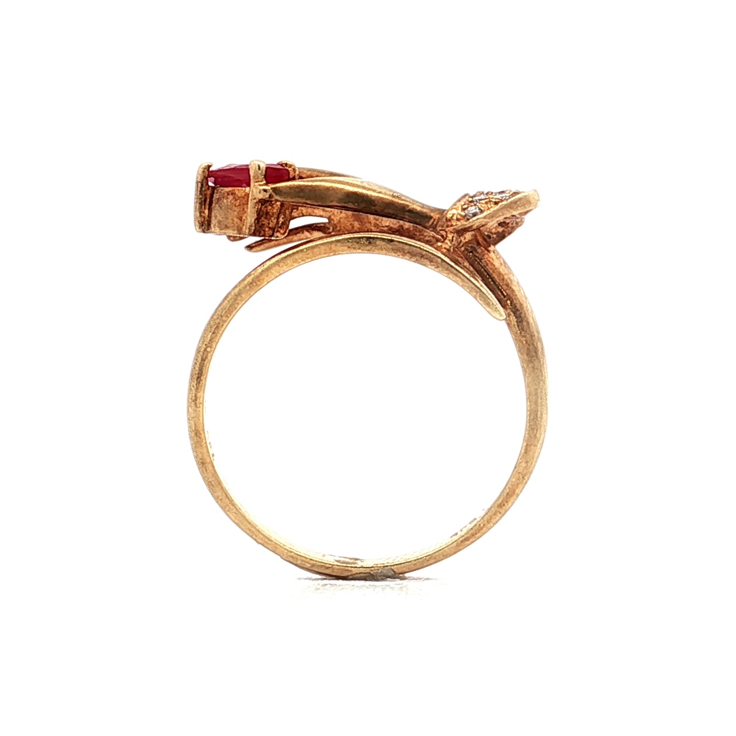 .31 Vintage Retro Ruby & Diamond Ring in 14k Yellow Gold