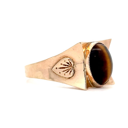 Mens Antique Art Nouveau Tigers Eye Ring in 14k