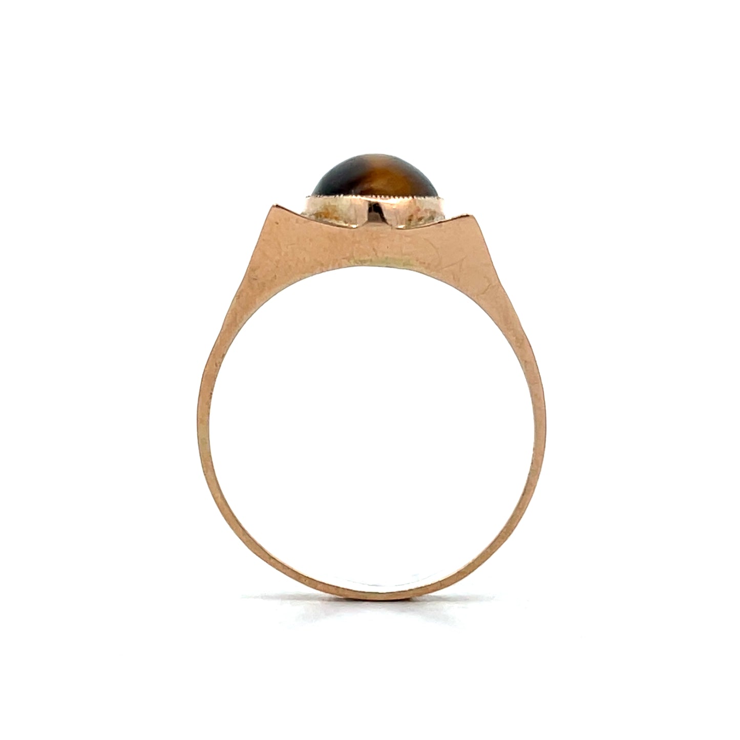 Mens Antique Art Nouveau Tigers Eye Ring in 14k