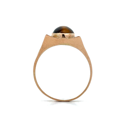Mens Antique Art Nouveau Tigers Eye Ring in 14k