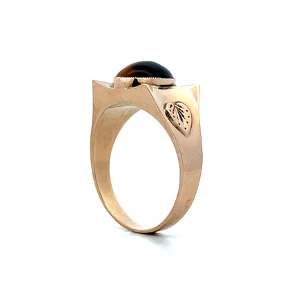 Mens Antique Art Nouveau Tigers Eye Ring in 14k
