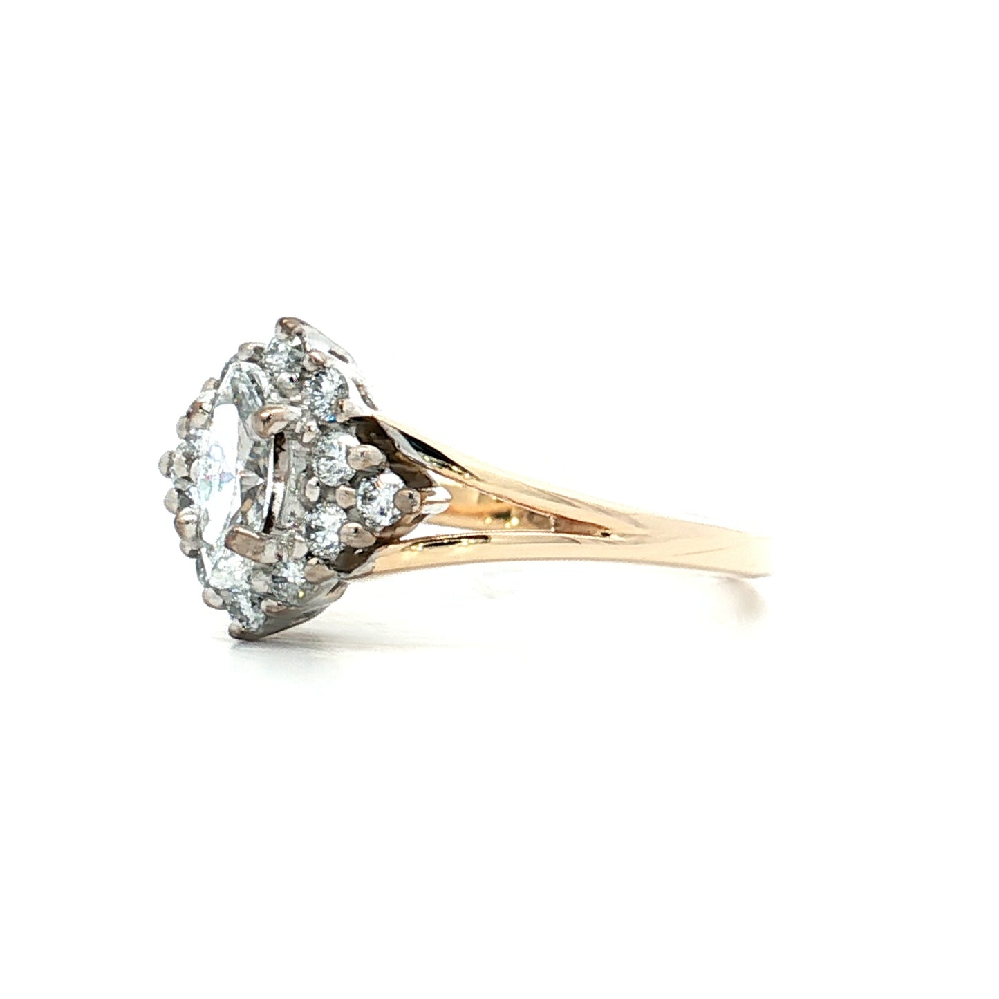 .39 Marquise Diamond Halo Engagement Ring in 14k