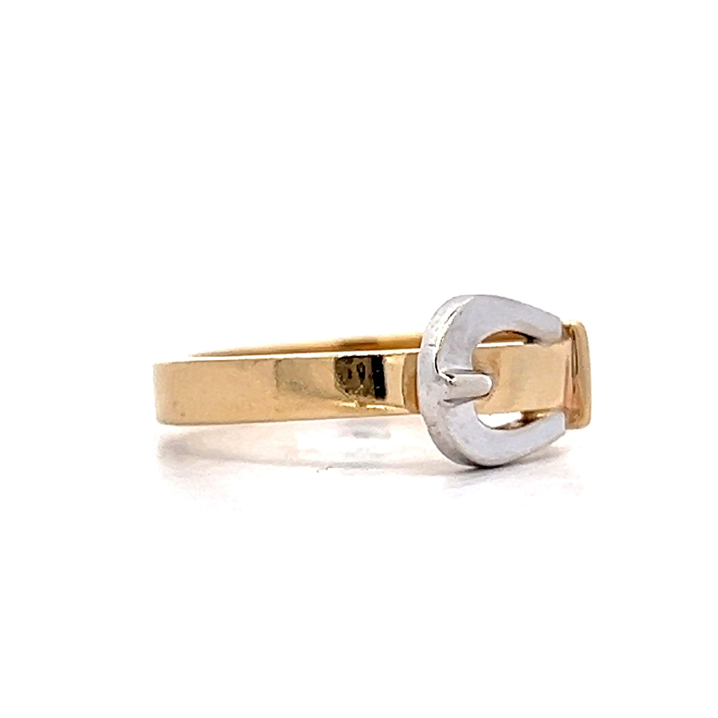 Vintage Mid-Century Buckle Ring in 14k Yellow & White Gold