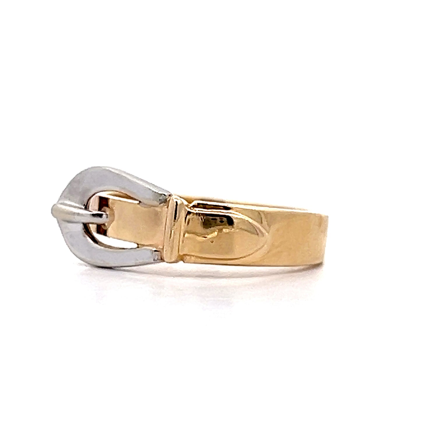 Vintage Mid-Century Buckle Ring in 14k Yellow & White Gold