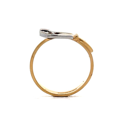 Vintage Mid-Century Buckle Ring in 14k Yellow & White Gold