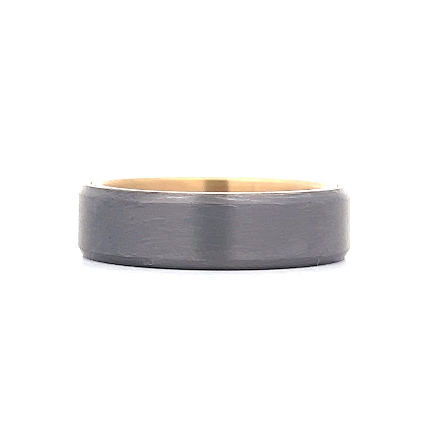 Mens Satin Finished Tantalum Wedding Band in 14k