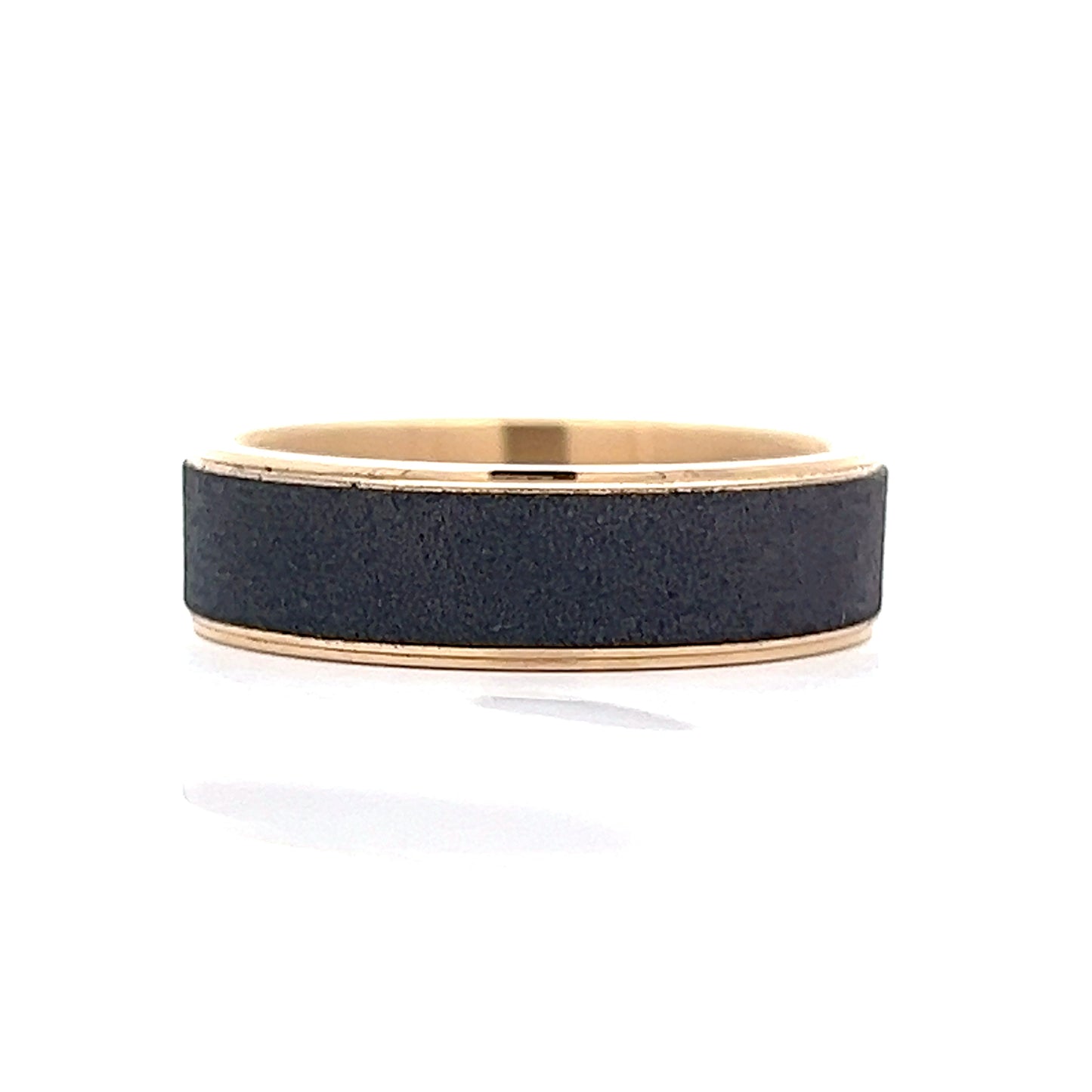 Mens Sandblast Tantalum Wedding Band in 14k
