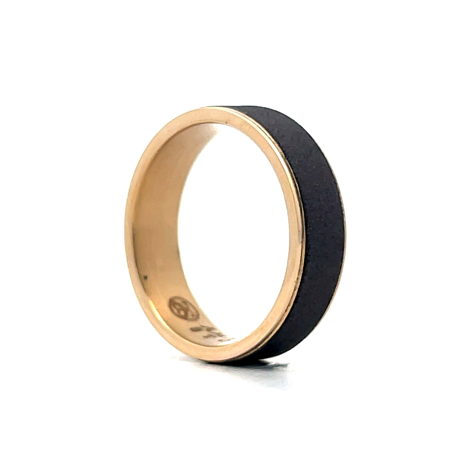 Mens Sandblast Tantalum Wedding Band in 14k