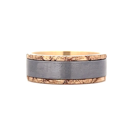 Mens Tantalum Wedding Band in 14k Yellow Gold