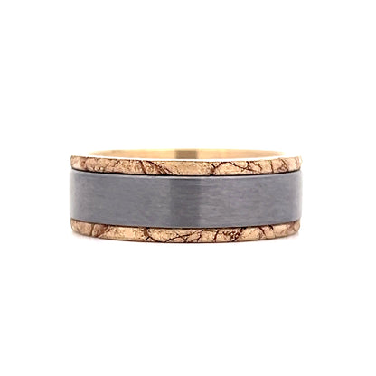 Mens Tantalum Wedding Band in 14k Yellow Gold