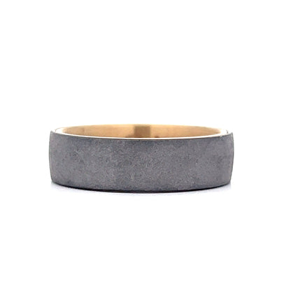 Mens Tantalum Brush Finish Wedding Band in 14k
