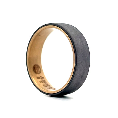 Mens Tantalum Brush Finish Wedding Band in 14k