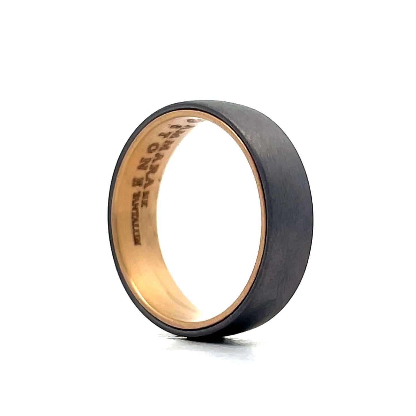 Mens Ice Finish Tantalum Wedding Band in 14k