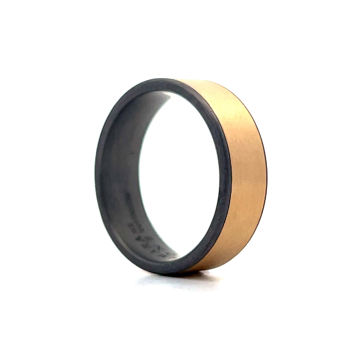 Mens Brushed Tantalum Wedding Band in 14k