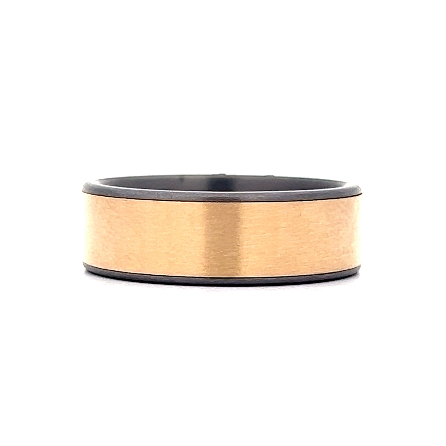 Mens Brushed Tantalum Wedding Band in 14k