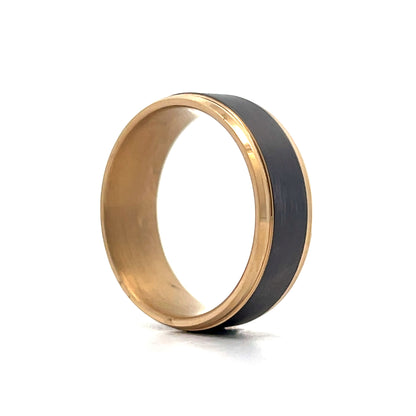 Mens Beveled Edge Tantalum Wedding Band in 14k