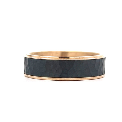 Mens Hammered Tantalum Wedding Band in 14k