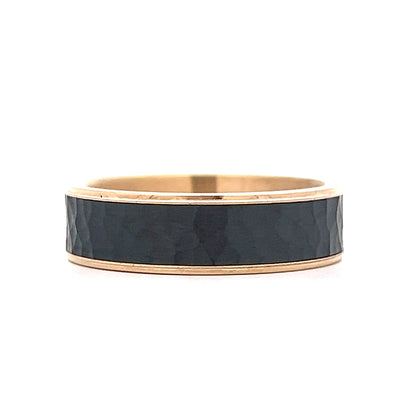Mens Hammered Tantalum Wedding Band in 14k