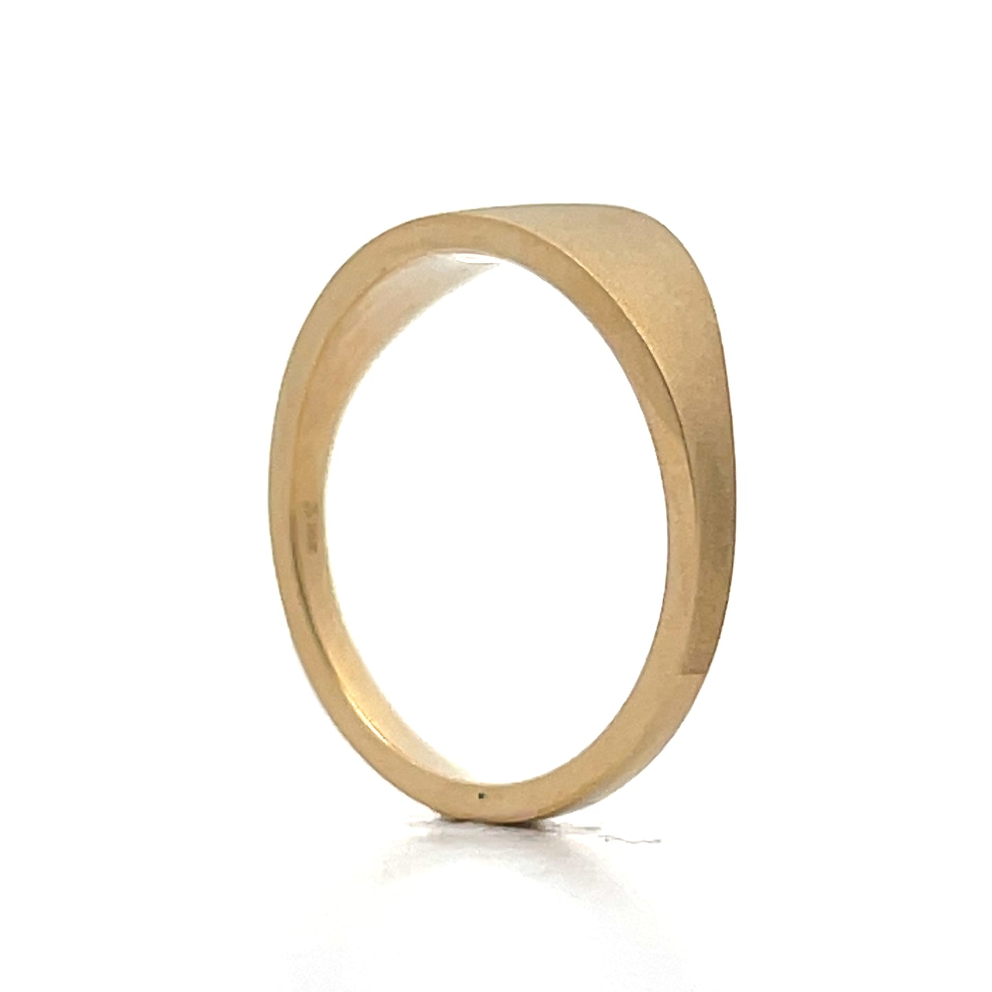 Unisex Asymmetrical Signet Ring in 14k Yellow Gold