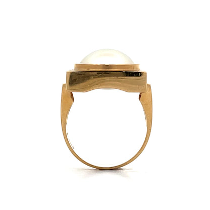 Mabe Pearl & Diamond Cocktail Ring in 14k Yellow Gold