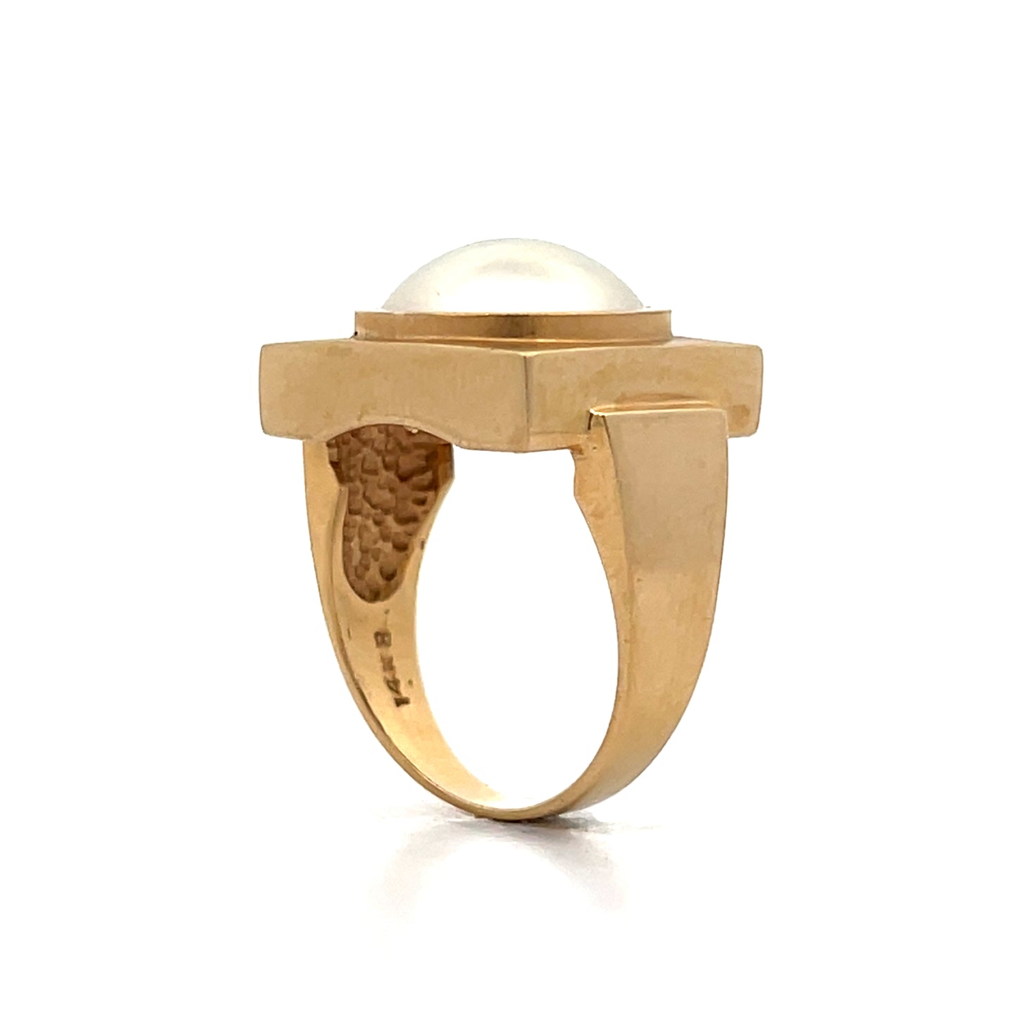 Mabe Pearl & Diamond Cocktail Ring in 14k Yellow Gold
