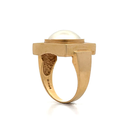 Mabe Pearl & Diamond Cocktail Ring in 14k Yellow Gold