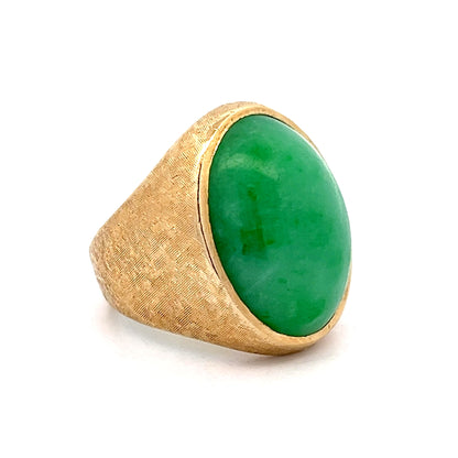 20.85 Vintage Cabochon Jade Cocktail Ring in 14k