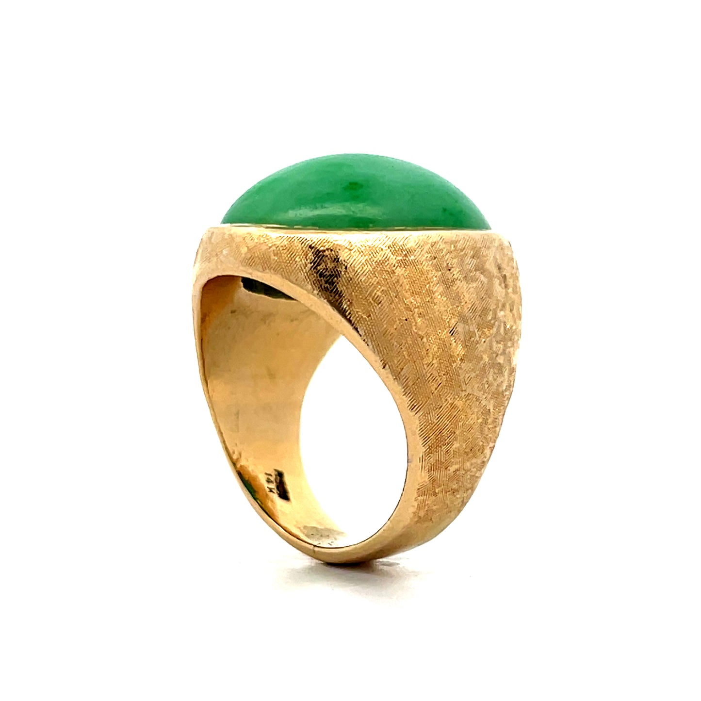 20.85 Vintage Cabochon Jade Cocktail Ring in 14k