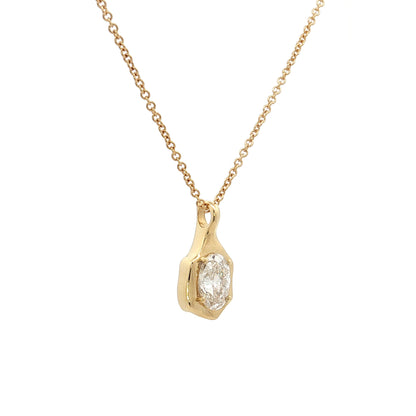 1.01 Oval Diamond Bezel Pendant Necklace 18k