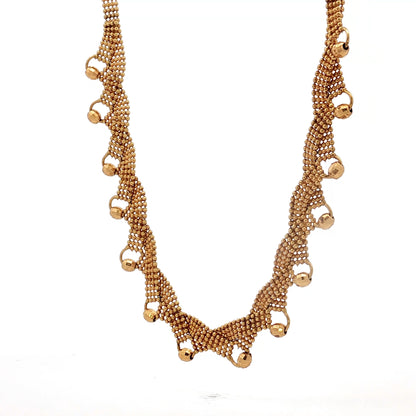 16 Inch Beaded Mesh Chain Necklace in 18k Yellow Gold