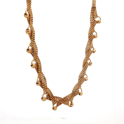 16 Inch Beaded Mesh Chain Necklace in 18k Yellow Gold