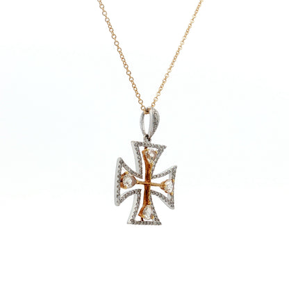 .83 Diamond Cross Pendant Necklace Two-Tone 18k