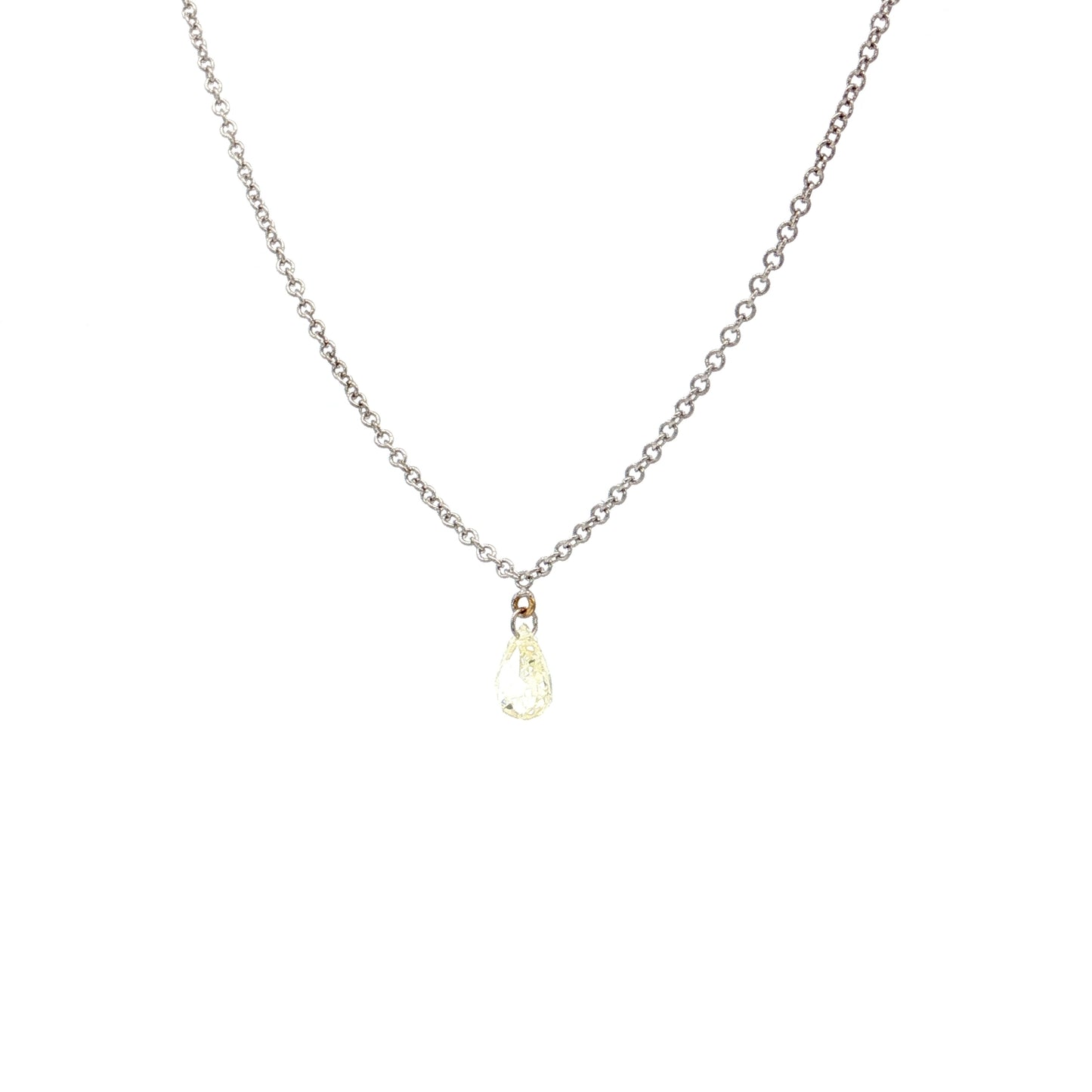 .26 Pear Rose Cut Diamond Pendant Necklace 14k
