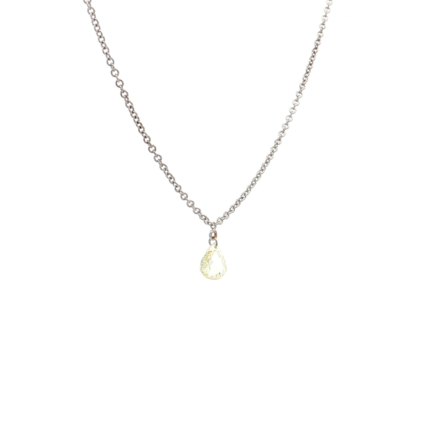 .26 Pear Rose Cut Diamond Pendant Necklace 14k