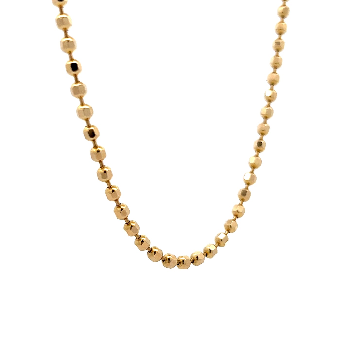 17 Inch Hammered Texture Bead Chain Necklace in 14k