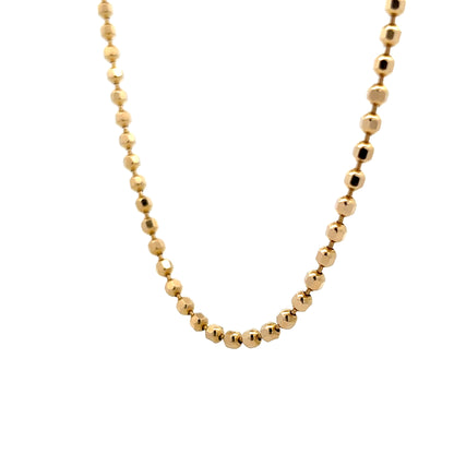 17 Inch Hammered Texture Bead Chain Necklace in 14k