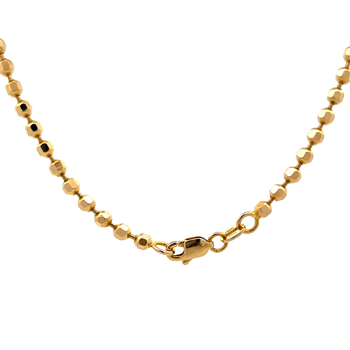 17 Inch Hammered Texture Bead Chain Necklace in 14k