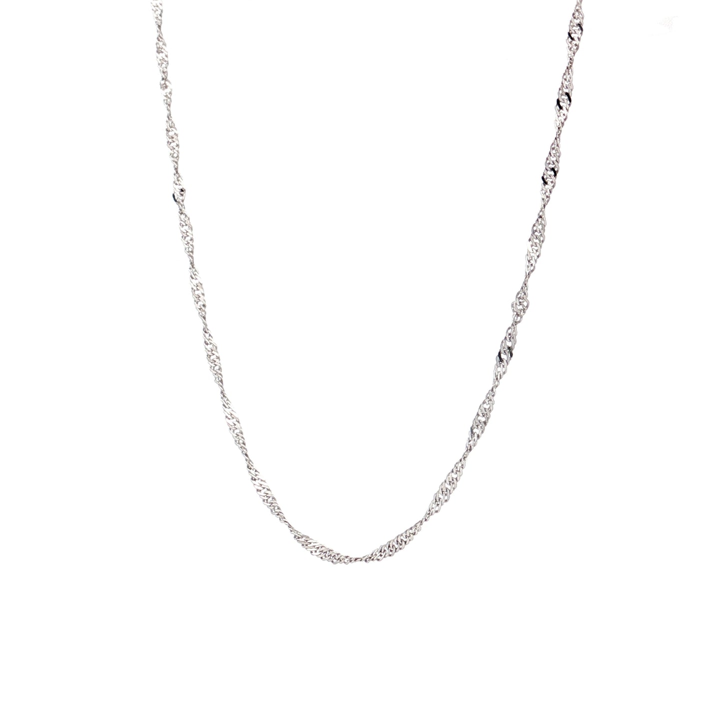 18 Inch Singapore Chain Necklace in 14k White Gold