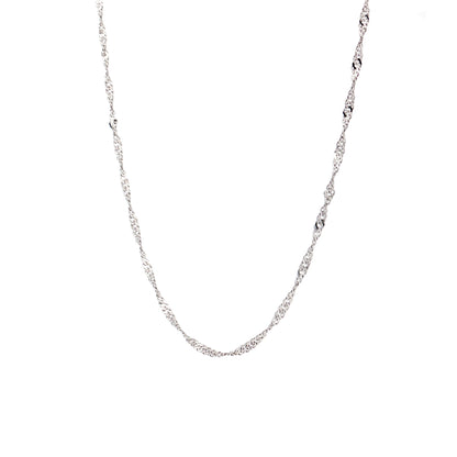 18 Inch Singapore Chain Necklace in 14k White Gold
